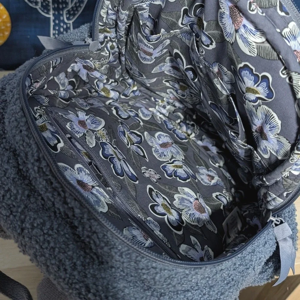 NEW Vera Bradley Sherpa Fleece Quilted Small Backpack Blue